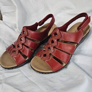 Clarks Collection Gladiator Sandals Leisa Ruby Red Size 6 W